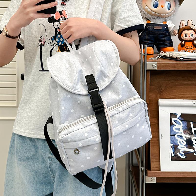 Bags Women'S Niche Polka Dot Stars Backpack Backpack Bucket School Bag Canvas Cotton Casual Slash Shoulder Bag