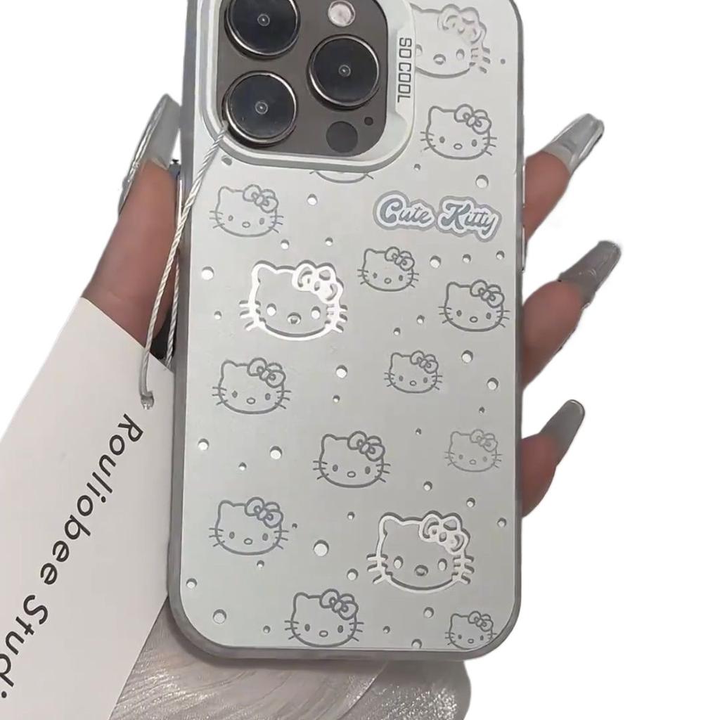 Korean-style Hello Kitty phone case for iPhone 16 Pro Max and iPhone 15 Plus, cute design, drop-proof, suitable for iPhone 14, 13/12.