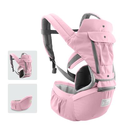 Baby Carrier with Hip Seat Breathable & Detachable Design Adjustable Strap Side Pockets