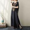 Női Plus Size Laza Hímzett Hosszú Ruhák Nyári V-nyakú Vintage Strand Bohém Ünnepi Ruha