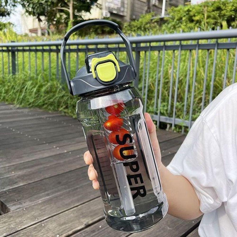 With Straw Transparent Sports Water Cup Bounce Lid Large Capacity Sports Kettle  Summer
