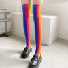 Damen Japanische Stile Anime Oberschenkelhohe Strümpfe Regenbogen Mehrfarbig Gestreiftes Muster Seide Über dem Knie Lange Socken Strumpfwaren