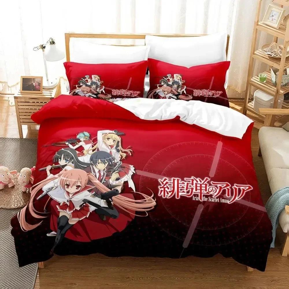 3d Anime Game Aria the Scarlet Ammo Bedding Set Printed With Pillowcase Bed Duvet Cover Soft Single Double Queen Super King Size