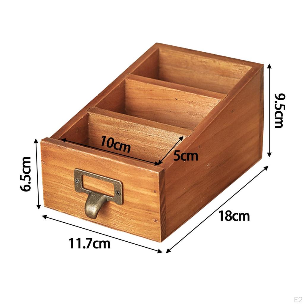 Wooden Desktop Organizer Remote Control Caddy Holder Keys Pens Container Office Supplies Makeup
