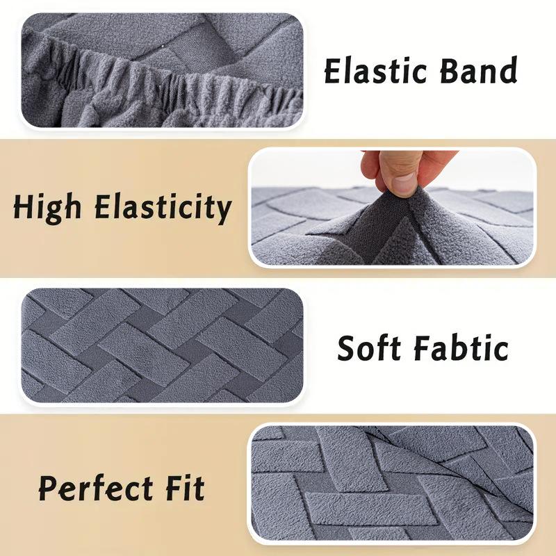 1 Pcs Thick Elastic Chair Seat Cover with Cross Jacquard Polyester Chair Cover Suitable for Hotel Banquet Restaurants