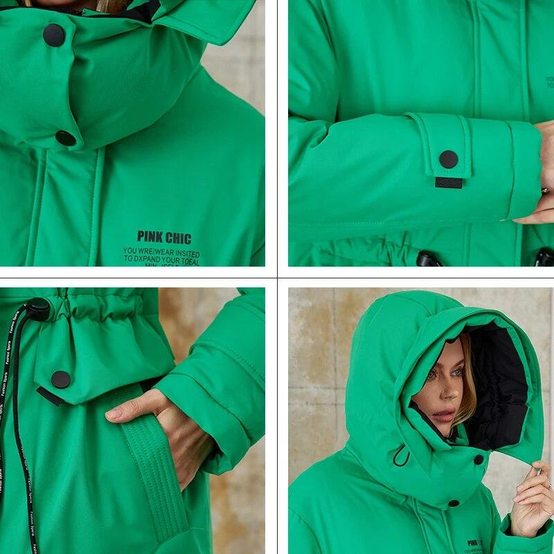 RÓŻOWY SZYK 2023 Nowy Płaszcz Zimowy Kobiety Kurtki Puchowe Moda kolorowy Ciepły Sznurowany z Kapturem krótka wersja Parka Damska W6566M