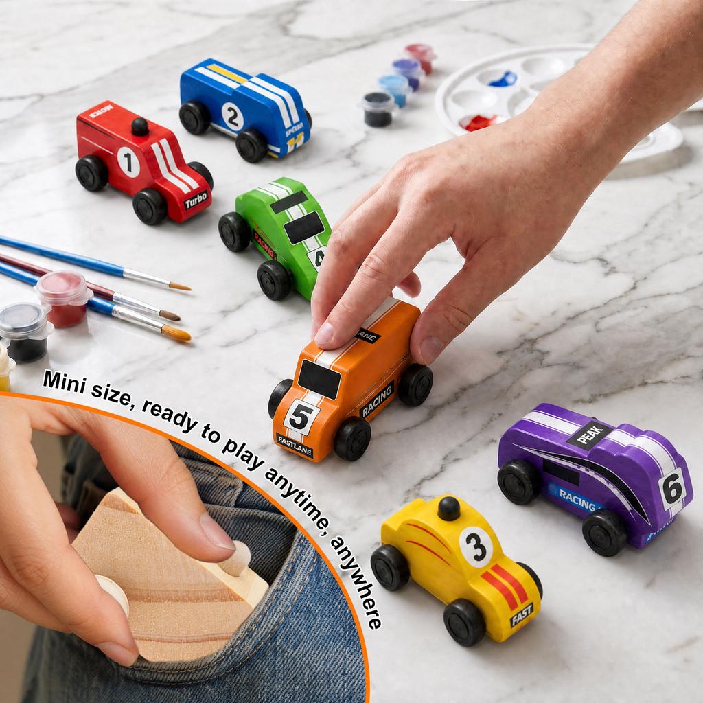 12/8 Stück Holz DIY Auto Spielzeug Unfertige Autos Bemalbare Rennautos Spielzeug DIY Bastelarbeiten für Schüler Holzbearbeitung Kindergeburtstagsparty Mädchen