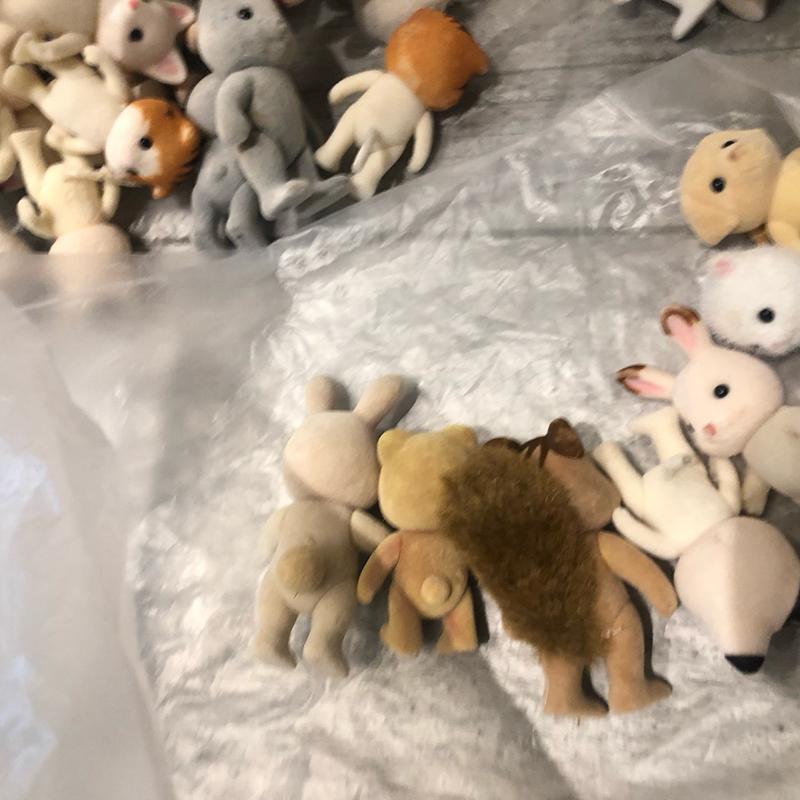 1Pc Forest Family Animal Figure Rabbit Bear Dog Flocked Shaggy Figurine Animal Model Toy For Kid Factory Defects