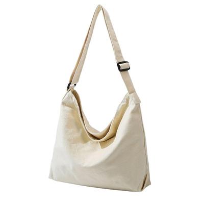 PreQuoro Canvas Tote Bag, A4 Size, Large Capacity, Zippered, Solid Color, Shoulder Bag for Men and Women