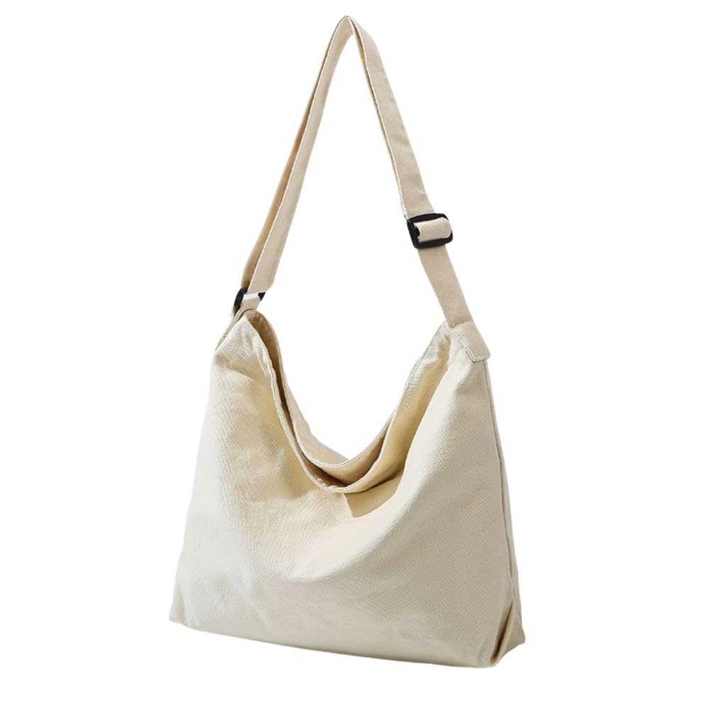 Borsa Tote in Tela PreQuoro, Formato A4, Grande Capacità, Con Cerniera, Monocolore, Borsa a Spalla per Uomo e Donna