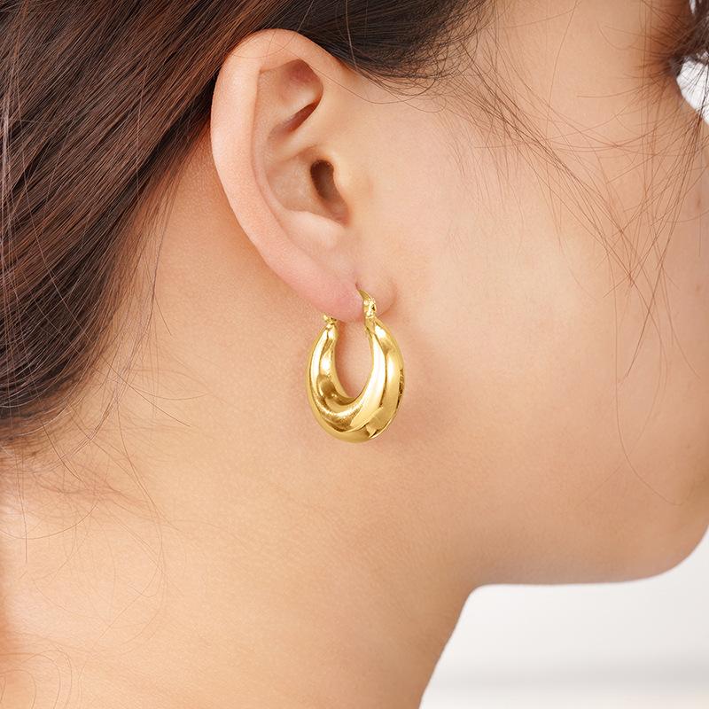Thick Hoop Earrings, Women's Minimalist Thick Hoop, Daily Basic Jewelry Gifts