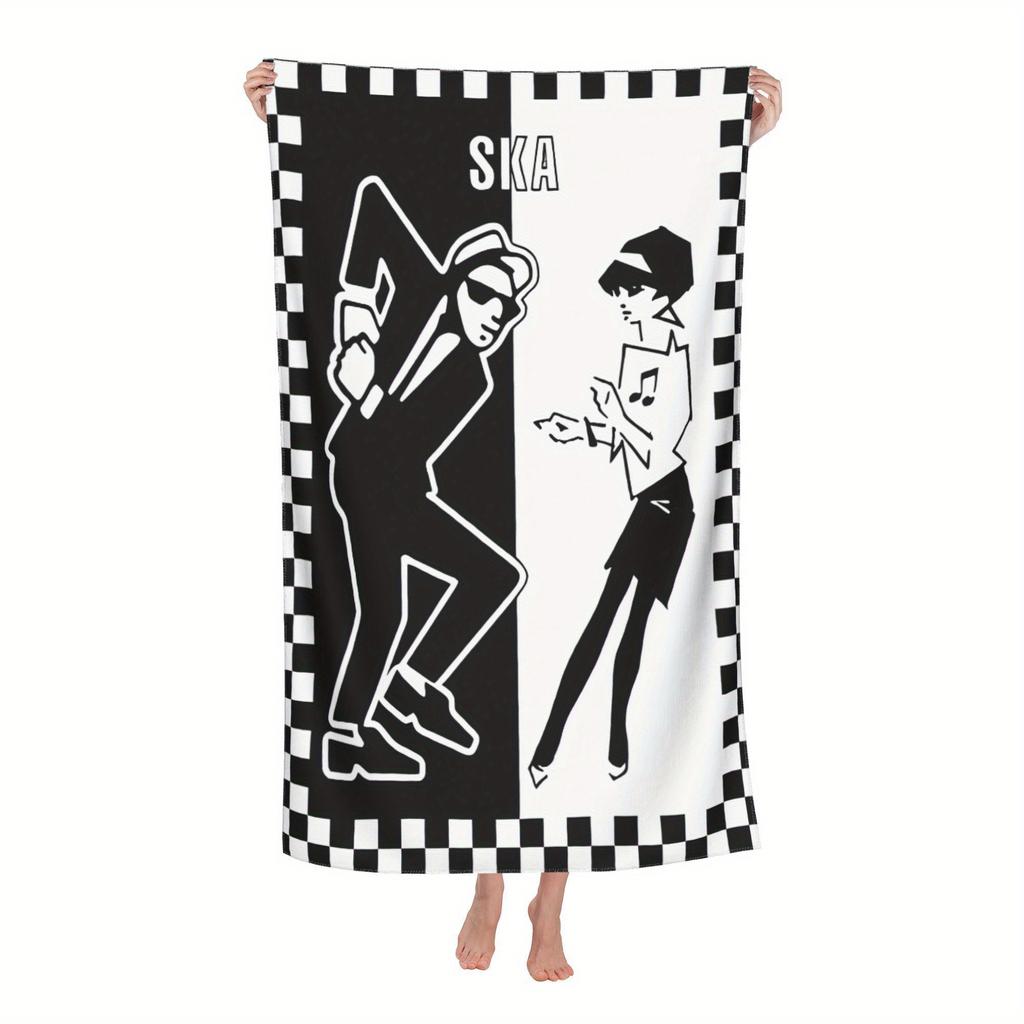 Ska Retro Two Tone Dancing Beach Towel Patterned Sunscreen And Windproof Suitable For Swimming Pool Camping Travel Blanket