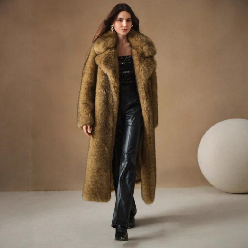 Xiyin's New Autumn and Winter Fashion Fluffy Long Coat Imitation Fox Hair Fluffy Parka Coat