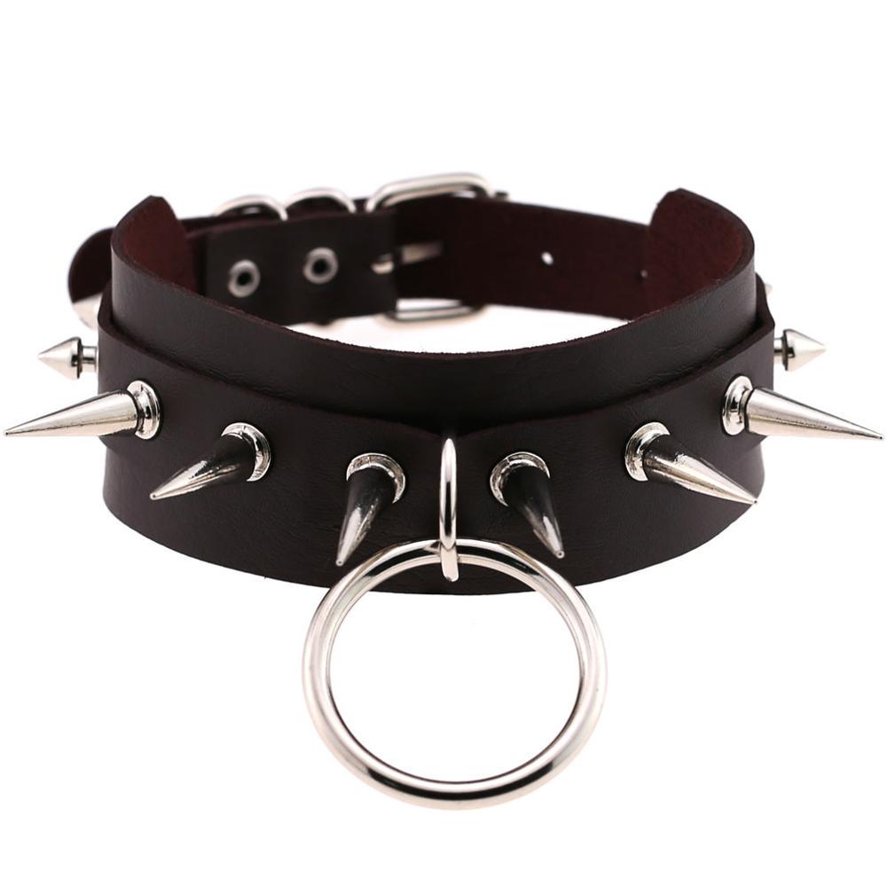 Black Spike Choker Goth  Punk Harajuku  Collar Belt Necklace Pu Leather Chocker  Cosplay Club Party  Festival Jewelry