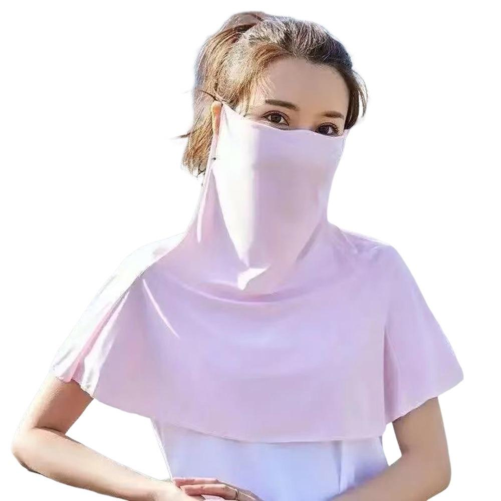 Quick Drying Ice Silk Sun Hat Breathable Mesh Ice Silk Sun Cover Sunscreen Face Cover for Women розовый