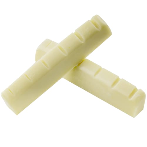 Musiclily Pro 44mm Urea Resin Plastic Pre-Grooved Nuts for Gibson-Style 6-String Les Paul Guitars, Flat Bottom, Ivory (Set of 2)