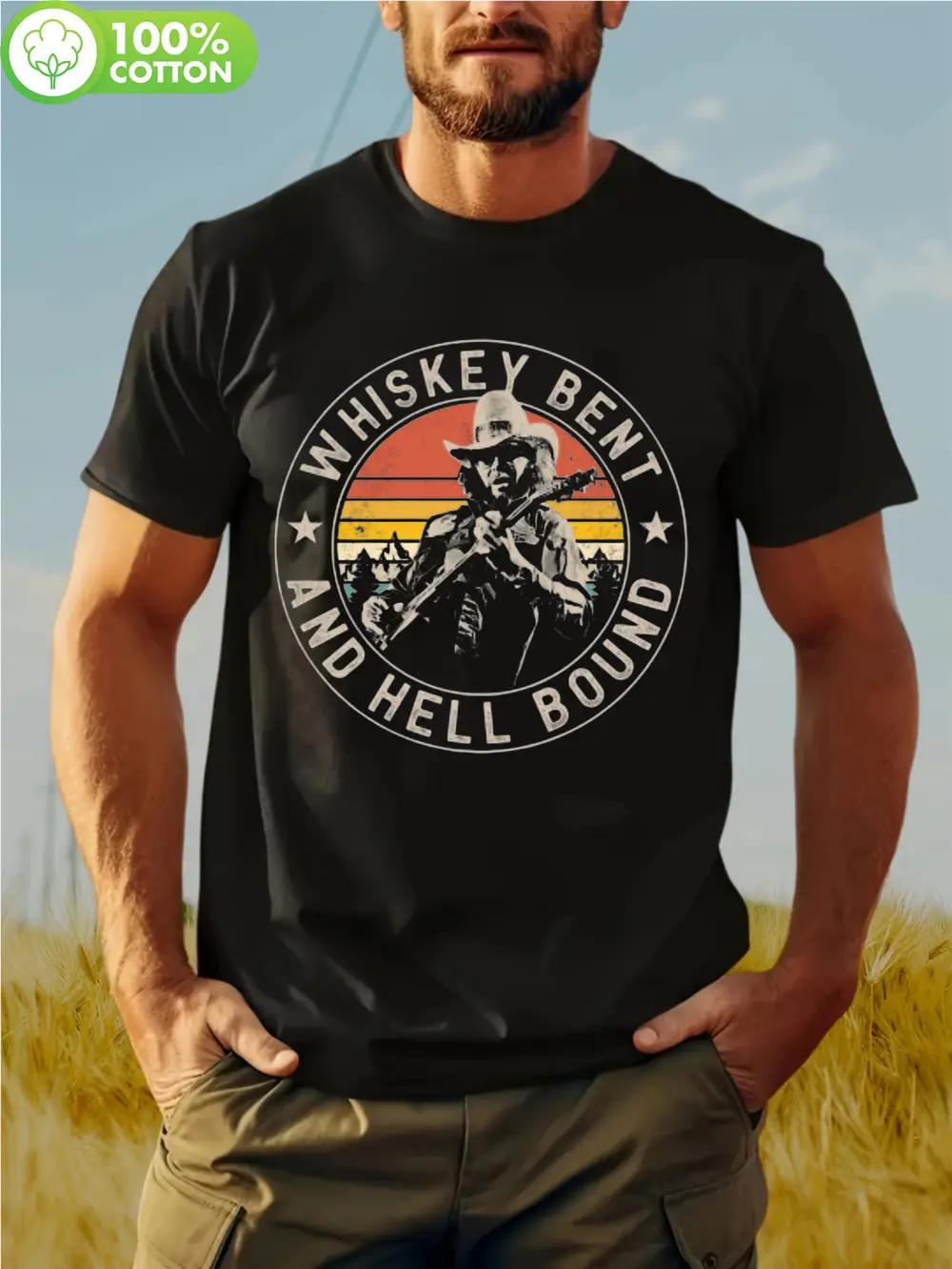 Home Relaxation Outlaw 2D76RT Whiskey Bent Graphic T-shirt - Vintage Cowboy Style XXL