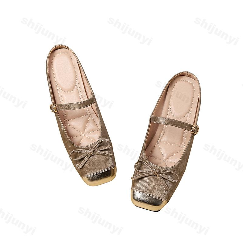 Fashion Flat bottomed color blocked bow design half slippers for women spring 2025 new elegant Mary Jane elegant casual cool slippers