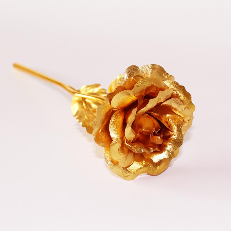 24K Blattgold Rose Blume Kreatives Geschenk Simulierte Blume Valentinstagsgeschenk Einzelne Vergoldete Rose Bouquet Box Heimdeko