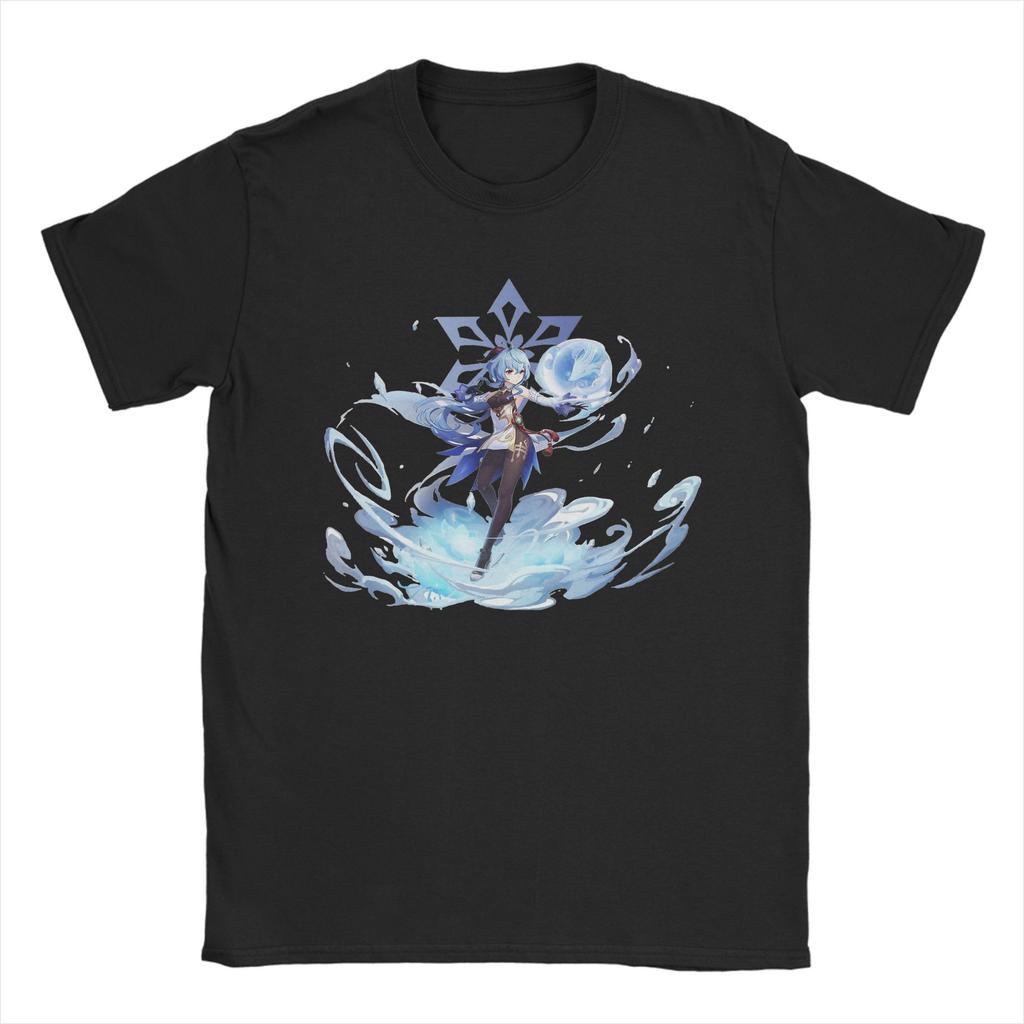 Vintage Genshin Impact Cartoon TShirts for Unisex Unisex Round Neck 100 Cotton T Shirts Gaming EleUnisext Tee Shirt Gift Idea Tops