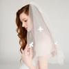 Elegant White Tulle Wedding Veil With Scattered Bowknot Soft Bridal Accessory With Easy Attach Comb for Women Girls