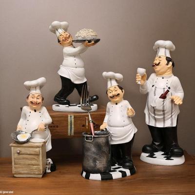 Retro American Chef Resin Ornament: Stylish Tabletop Décor for Home, Restaurant, or Café Kitchen
