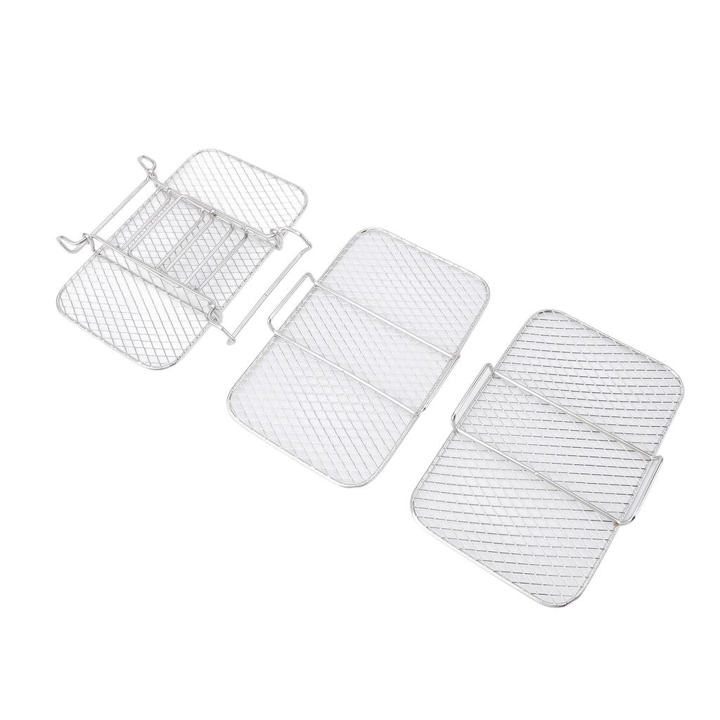 3 Layer Fryer Rack Stackable 304 Stainless Steel Dehydrator Rack Detachable Multi Layer Grill Rack