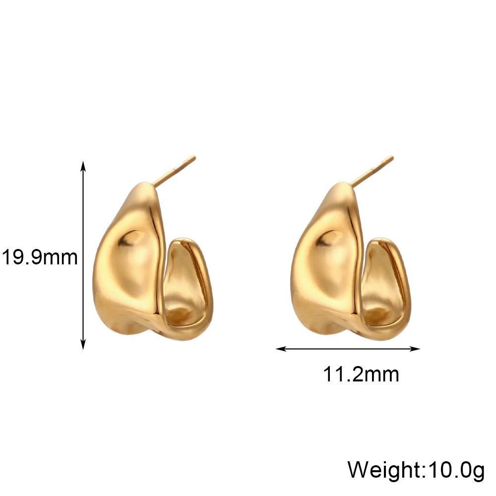 Trends 2023 Abstract Geometric Trapezoid Shape Creole Stainless Steel Earrings For Woman Unusual Earrings Women s Ear Creoles