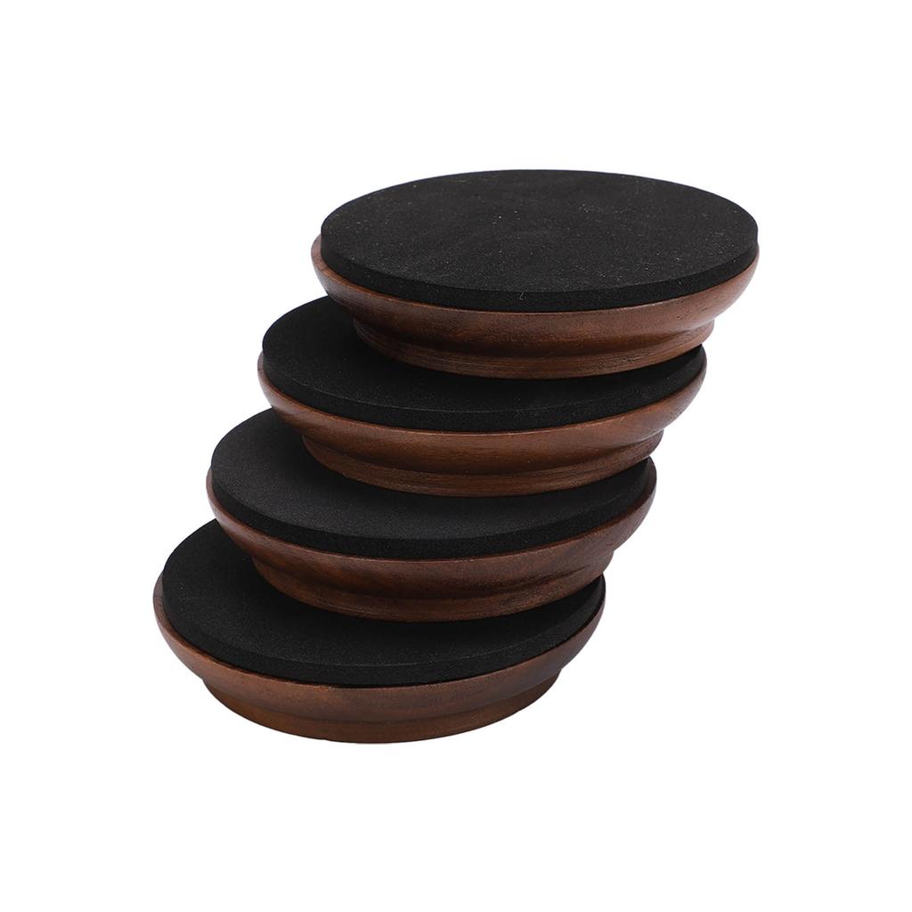 4 Stück Klavierrollenbecher Schwarznuss Untersetzer Rutschfester Bodenschutz für Möbel