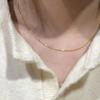 Exquisite Golden Plated Stainless Steel Thin Chain Necklace for Women Simple Style Clavicle Chain Female Jewelry