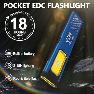 Compact Multi-Mode Pocket LED Flashlight USB-C Rechargeable Torch with Red Blue Strobe for Home Camping Emergency EDC & Travel