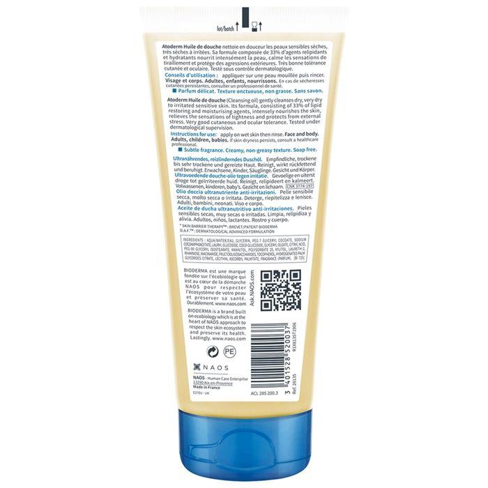 Huile de Douche - Bioderma - Atoderm - 100ml - Peaux Sèches - Sans Parfum