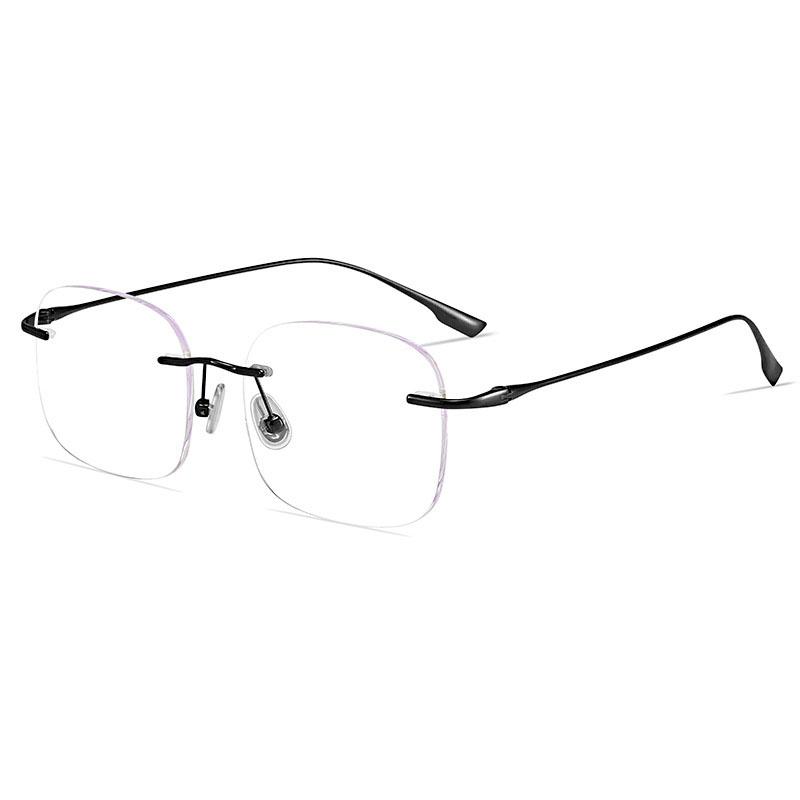 

Pure Titanium Glasses Light Luxury Men Rimless Frames for Women Glasses Light Blue Computer Eyepieces Rest Lenses Eye-glasses -1 0 чорний