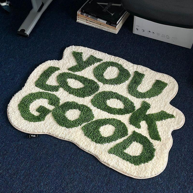 

Nordic Letter Irregular Carpets Decoration Bedroom Bedside Plush Rug Home Sofa Living Room Fashion Non-slip Floor Mat Washable 60x80cm