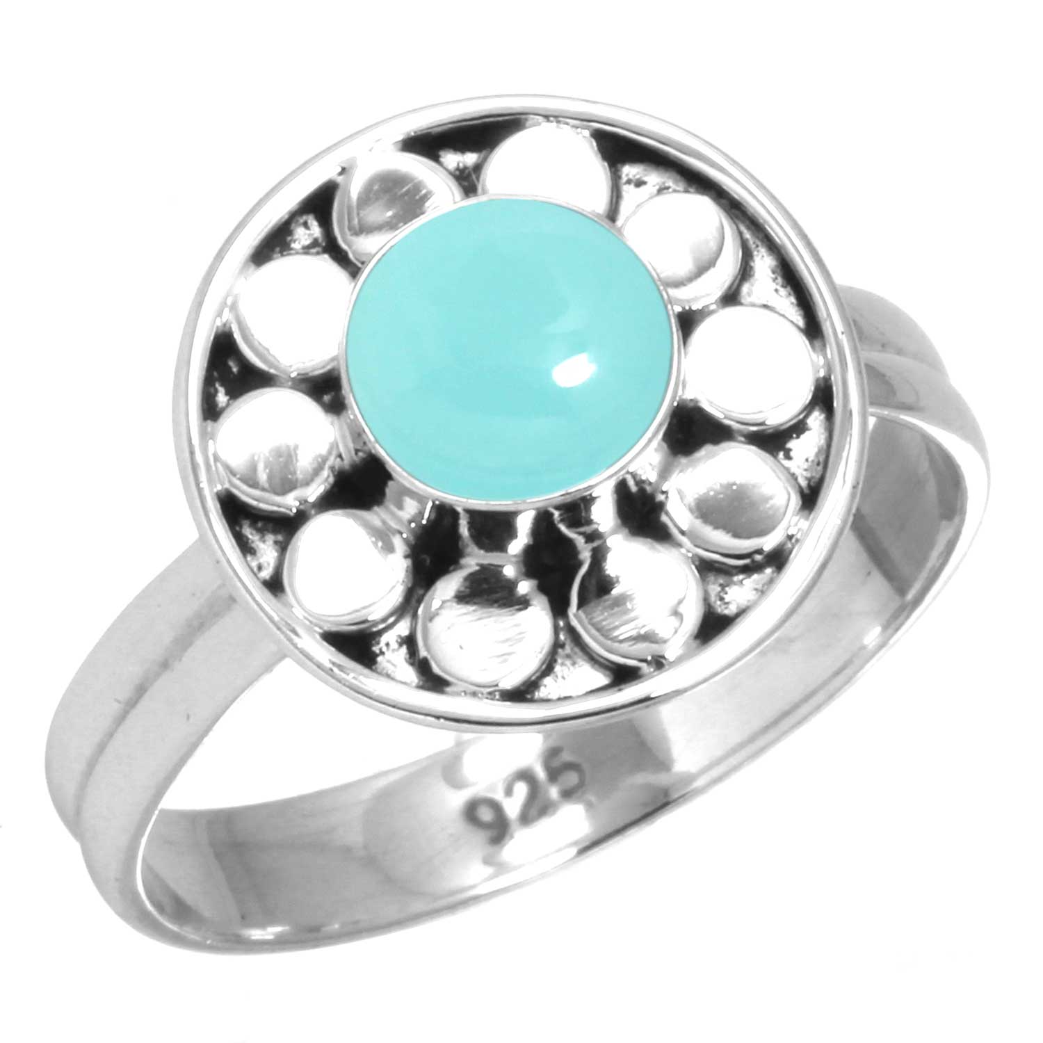 

Кольцо из стерлингового серебра 925 пробы, женское украшение с драгоценным камнем, подарок на День благодарения, аквамариновый халцедон, ракушка-ушка, синий солнечный камень, лабрадорит, пренит 8