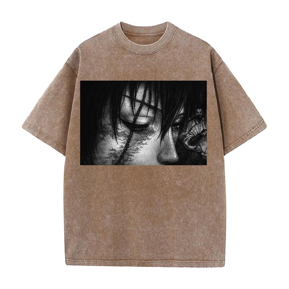 

Trendy Anime Jujutsu Kaisen T Shirt Zenin Maki Vintage Washed T-shirt Men Clothing Summer Short Sleeve Loose Cotton Tees Tops XXL коричневий