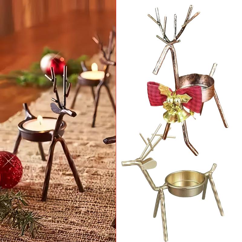 Exquisite Candlestick Decoration Christmas Reindeer Candlestick Durable Iron Candlestick Christmas Halloween Home Decoration