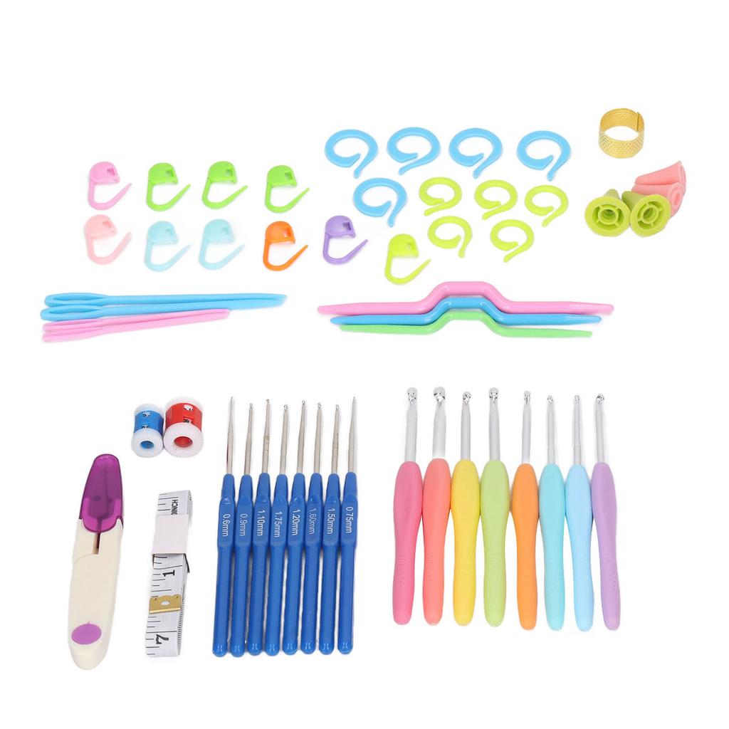 Crochet Hook Set 16Pcs Hooks Stainless Steel Plastic Handle Easy Operation Crochet Needle Set for