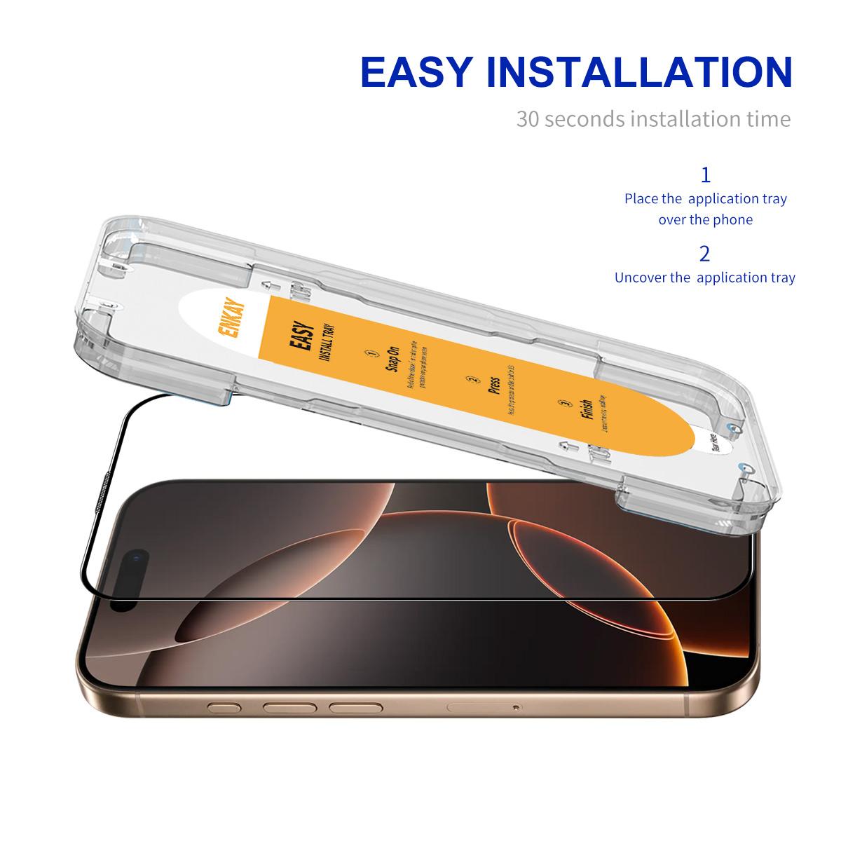 

Для iPhone 16 Pro Max HD Прозора плівка ENKAY HAT PRINCE Загартоване скло Захисна плівка для екрана з інструментом для встановлення Transparent