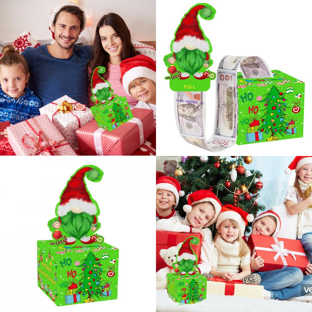 Holiday Party Centerpiece Gift Box With Christmas Elf Print For Festive Events