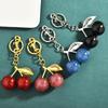 Fashionable Cherry Key Rings Stylish Cherry Bag Ornament Keychain Crystal Alloy Versatile Key Rings Accessory