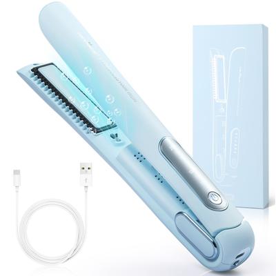 Kabelloses Mini-Glätteisen mit Negativ-Ionen, 2-in-1 zum Glätten und Locken, wiederaufladbar, tragbar, 4800 mAh, 3 Temperaturstufen, kompakt, kabellos, mit Beutel