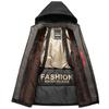 Men's Black Gold Mid-Length Winter Jacket - Thickened, Velvet-Lined, Loose-Fit Dad's Wear