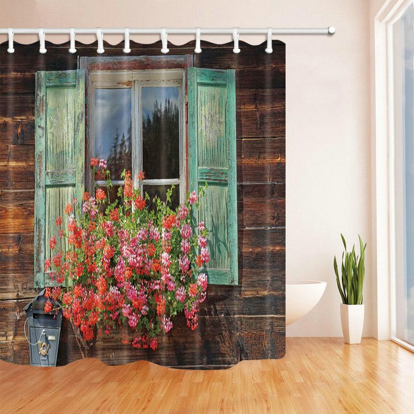 Rural Garden Scenery Shower Curtains Street Stone House Bathroom Curtain Waterproof Cloth Decoration Made Of Polyester Washroom Decor