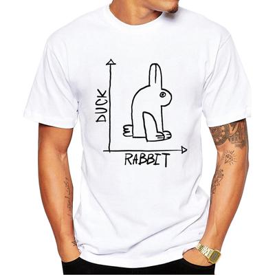 TEEHUB Herren-T-Shirt mit optischer Täuschung: Ente und Hase. Schlichte Linien, bedruckt, Kurzarm. Cooles T-Shirt, lustiges Basic-Shirt.