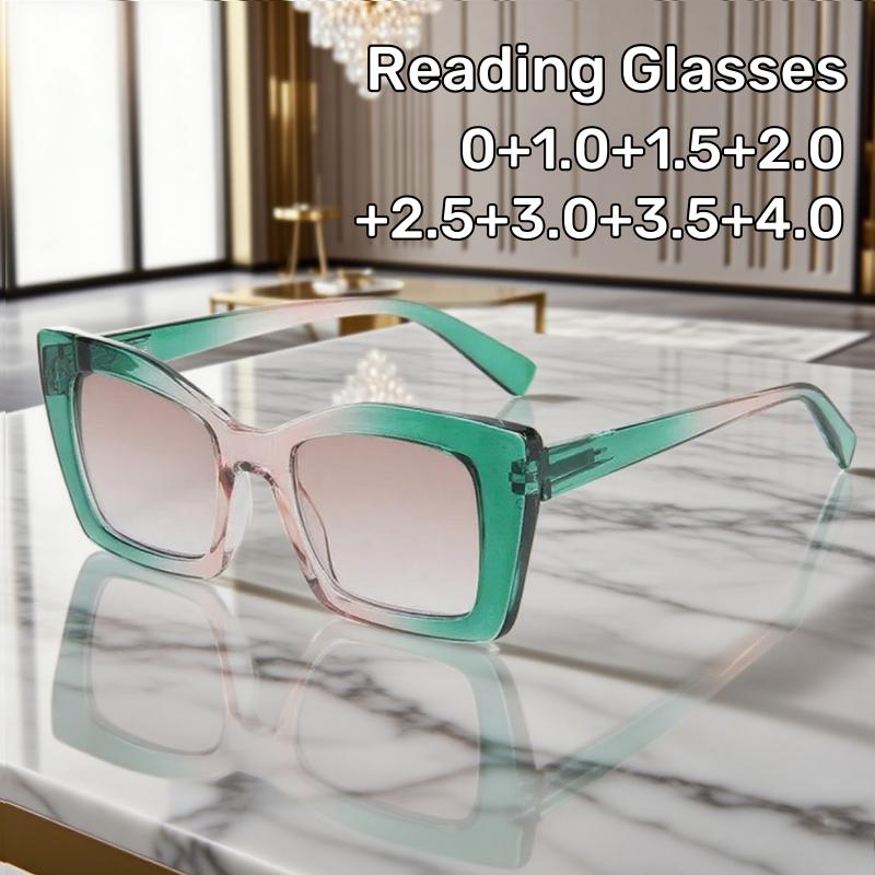 Fashion Large Frame Progressive Colour Presbyopia Glasses Women Brand Design Shading UV Protection HD Reading Glasses