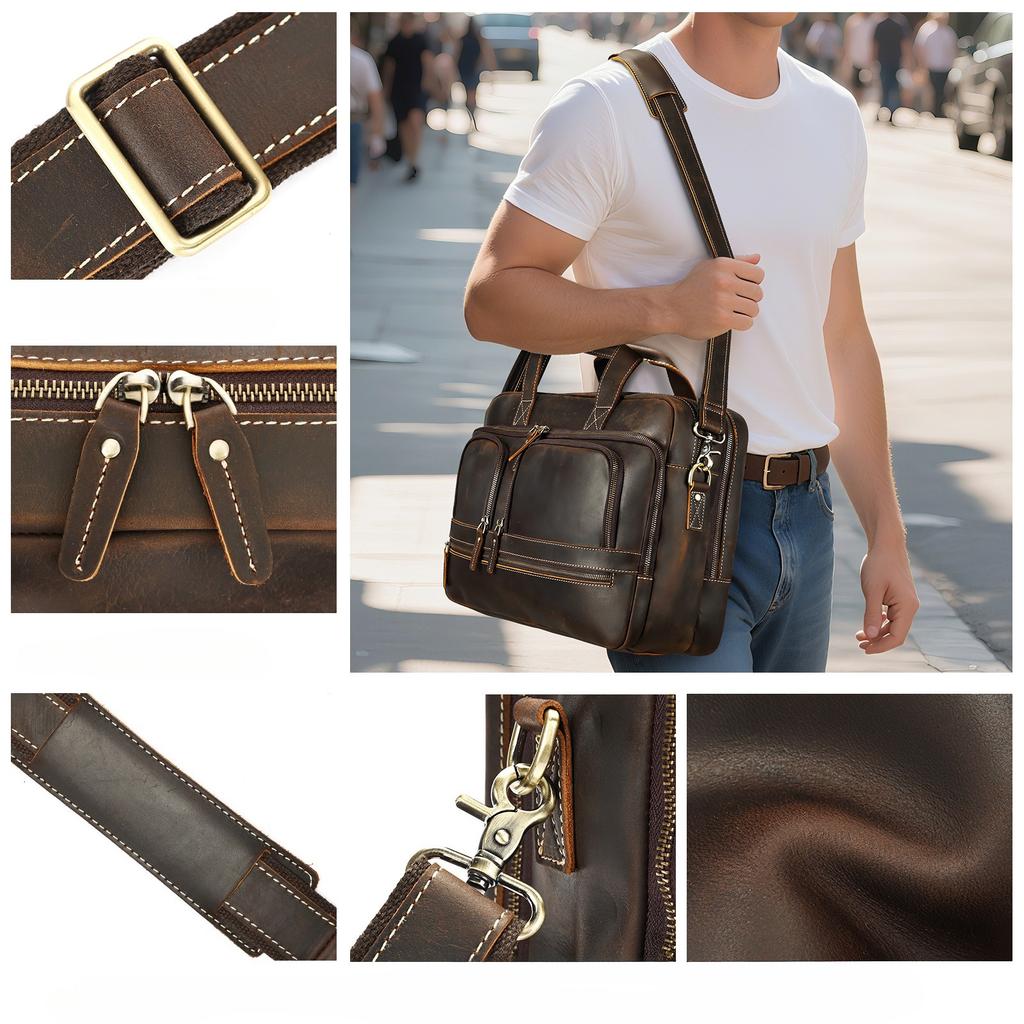 Großraum-Aktentasche, Hochwertige Business-Handtasche, Herren-Business-Reise- und Pendler-Umhängetasche