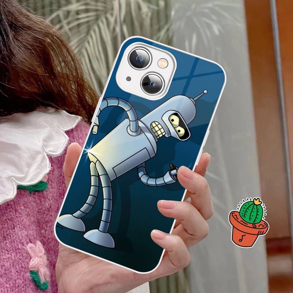 Funny Robot B-Benders Phone Case Tempered Glass For Iphone 14 13 12 11 Pro Mini XS MAX 14Plus X XS XR Fundas