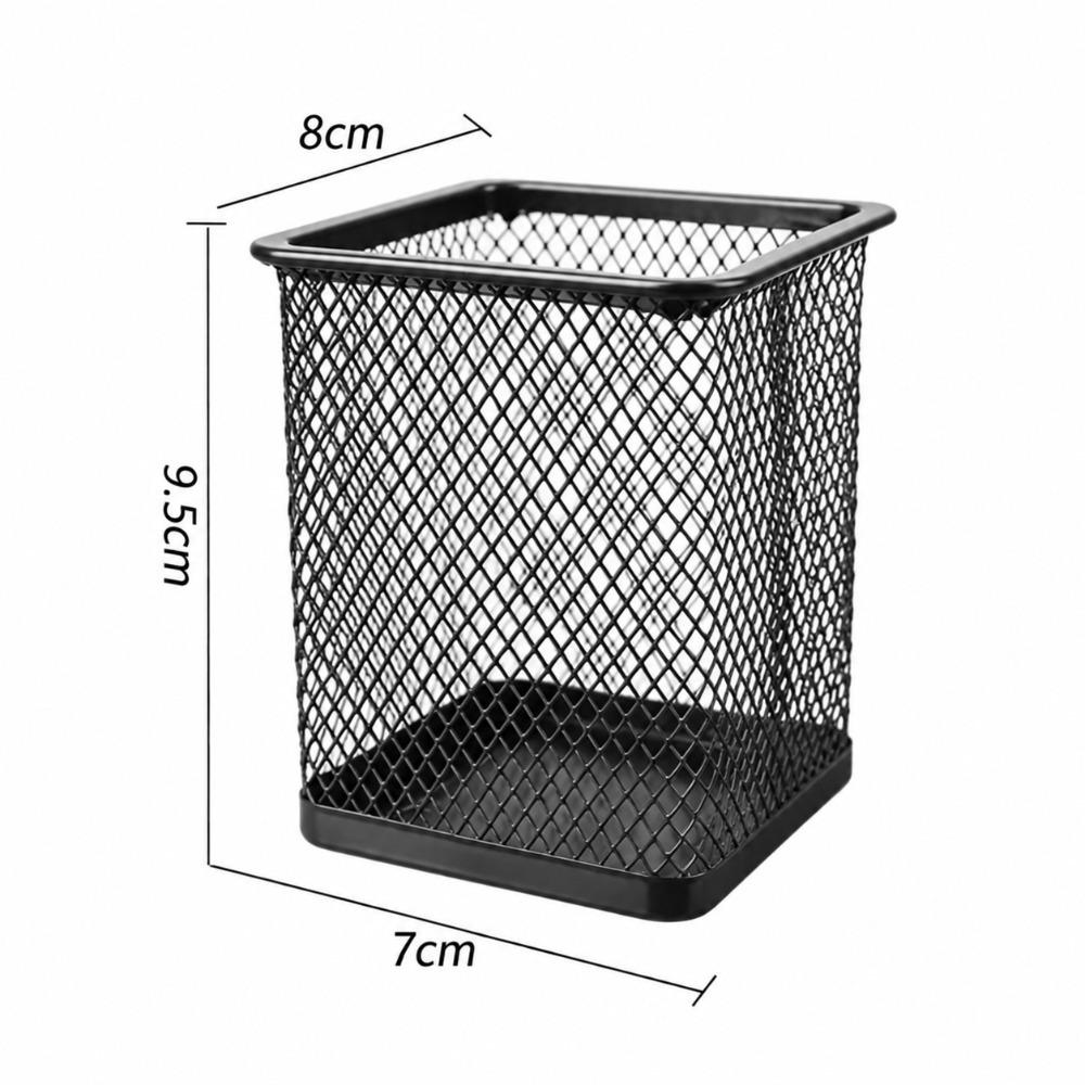 2 pcs Metal Pen Holder Solid Structure Square Storage Tube Desk Container Stationery Sorting