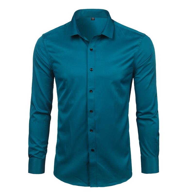New Men's Minimalist Slim Fit Long Sleeve Shirts Classic Business Solid Color Office Shirt Casual Men's Clothing Tops